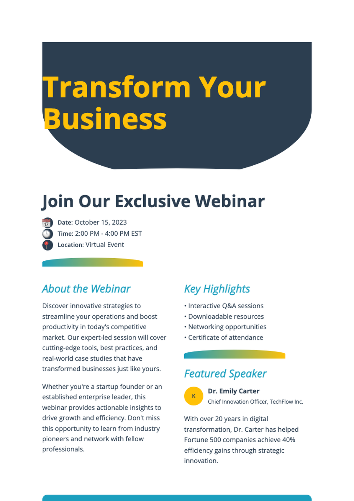 Modern business flyer template with abstract wave design and placeholder text_variant_2